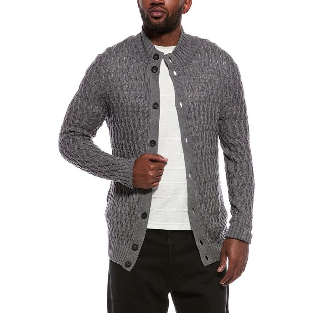 Slowear Mens  Zanone Linen-Blend Cardigan, Gray